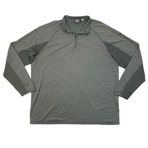 Puma Quarter Zip Shirt Mens 2XL XXL Gray Knit Mesh Raglan Long Sleeve Mock Golf